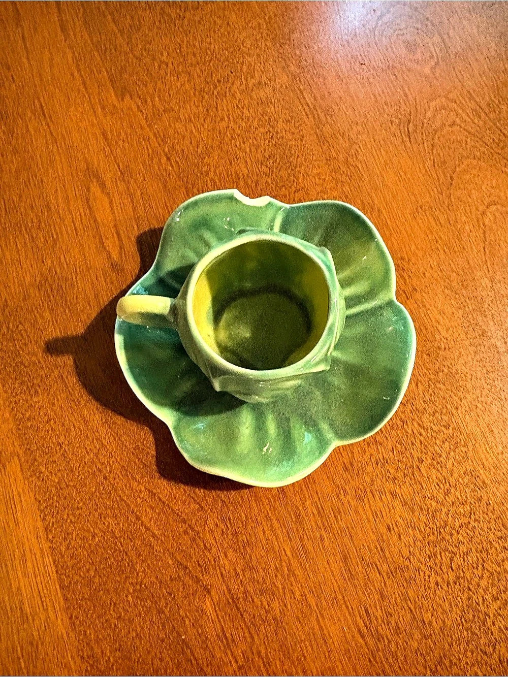 Green & Yellow Ceramic Cup and Saucer - Picture 3 of 6